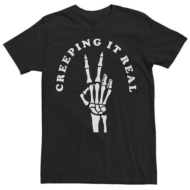 Mens Creeping It Real Skeleton Peace Sign Tee, Mens Product Image