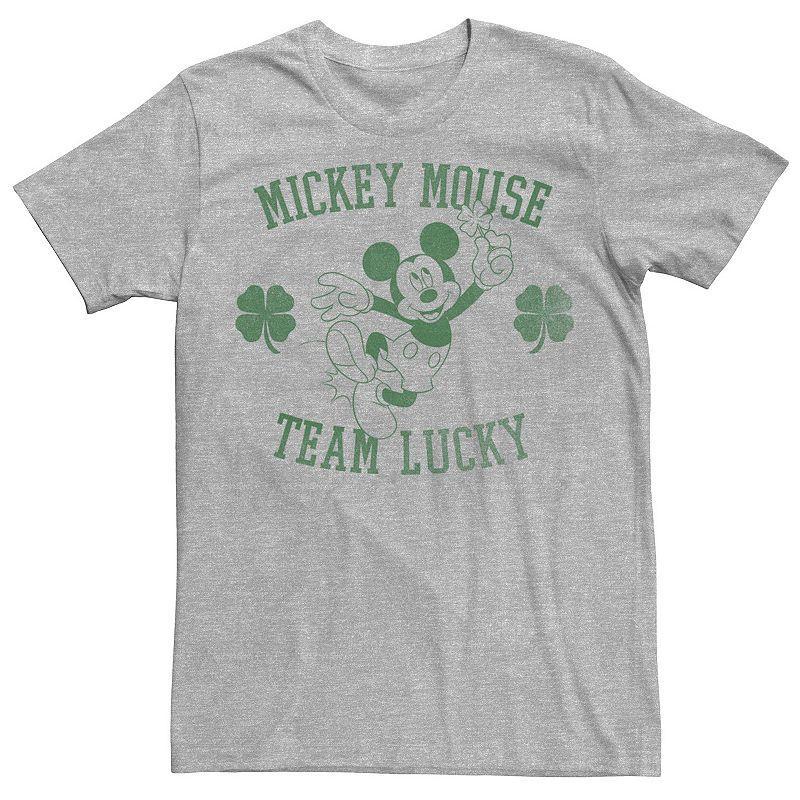 Mens Disney Mickey Mouse Team Lucky Green Hue Stamp Tee Athletic Grey Product Image