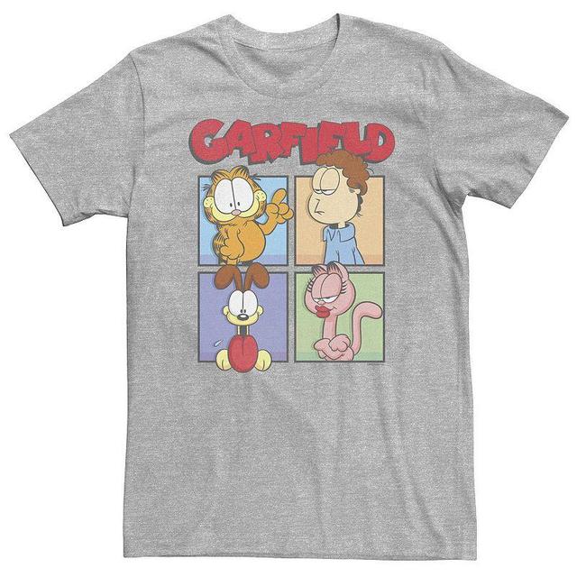 Big & Tall Garfield Character Panels Tee, Mens Athletic Grey Product Image