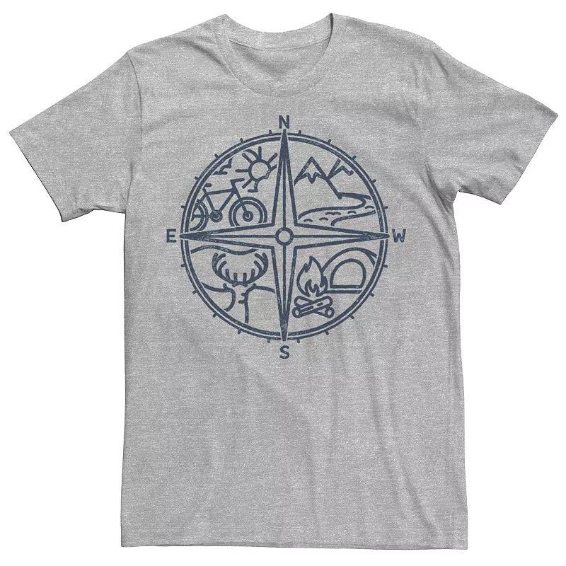 Mens Outdoor Compass Line Art Tee Athletic Grey Product Image