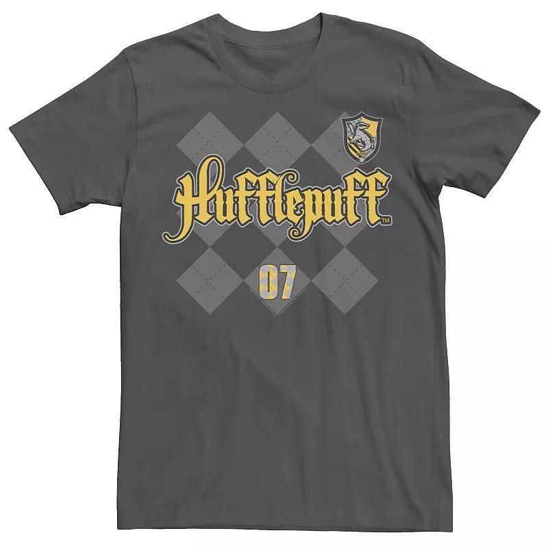 Mens Harry Potter Hufflepuff Plaid Chest Logo Tee Grey Product Image