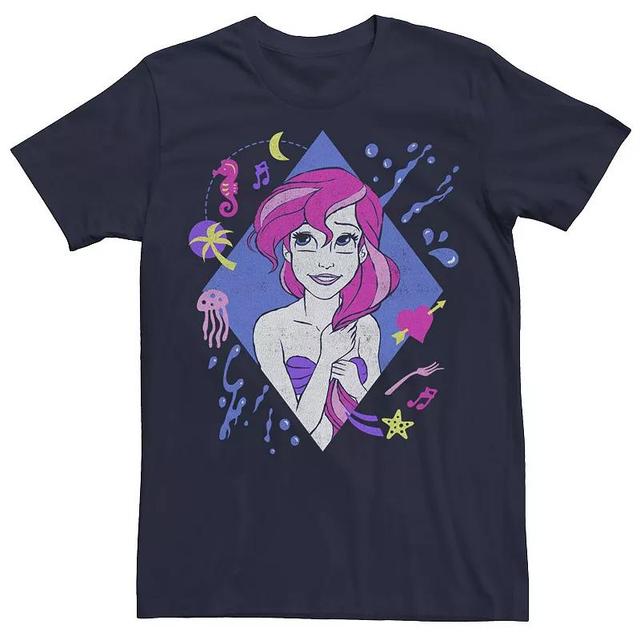 Mens Disney The Little Mermaid Retro Ariel Tee Blue Product Image