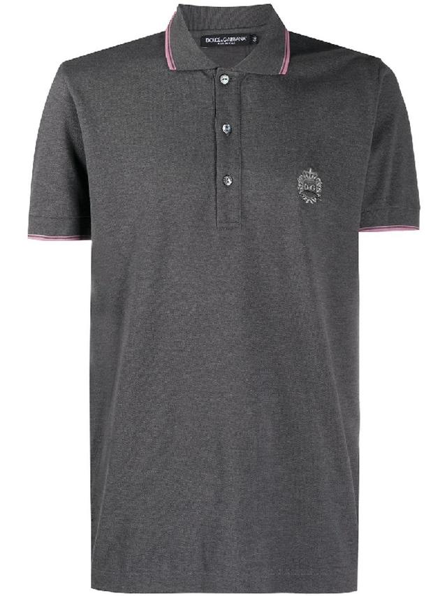 Embroidered Logo Polo Shirt In Grey Product Image