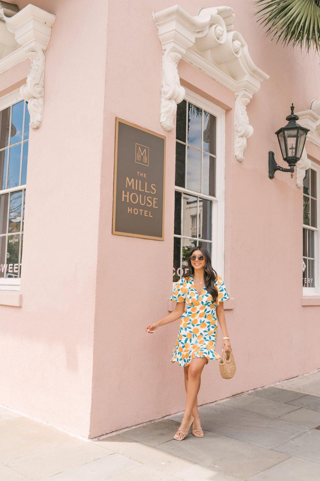 Orange Citrus Print Mini Dress - FINAL SALE Product Image