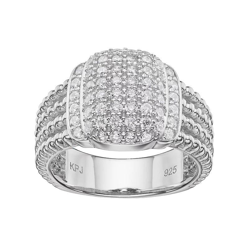 Sterling Silver Cubic Zirconia Pave Ring, Womens White Product Image