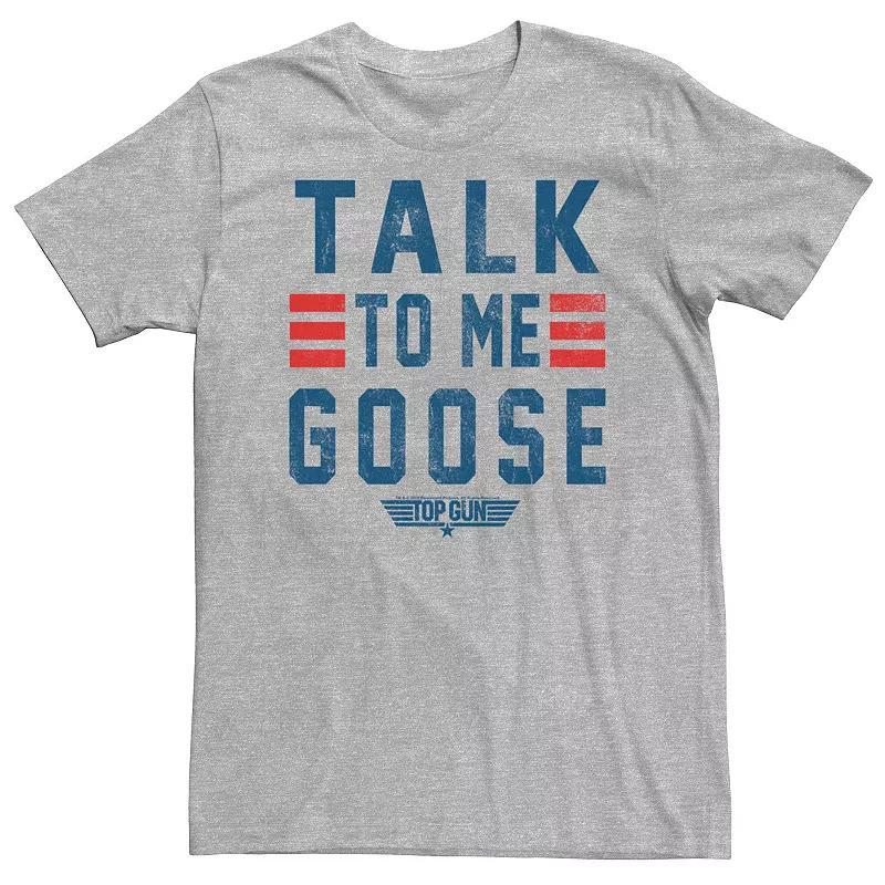 Big & Tall Top Gun Talk To Me Goose Distressed Text Tee, Mens Athletic Grey Product Image