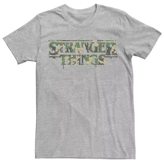 Mens Netflix Stranger Things Camouflage Logo Tee Athletic Grey Product Image