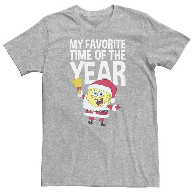 Big & Tall Nickelodeon SpongeBob SquarePants Santa Christmas My Favorite Time Of Year Tee, Mens Athletic Grey Product Image