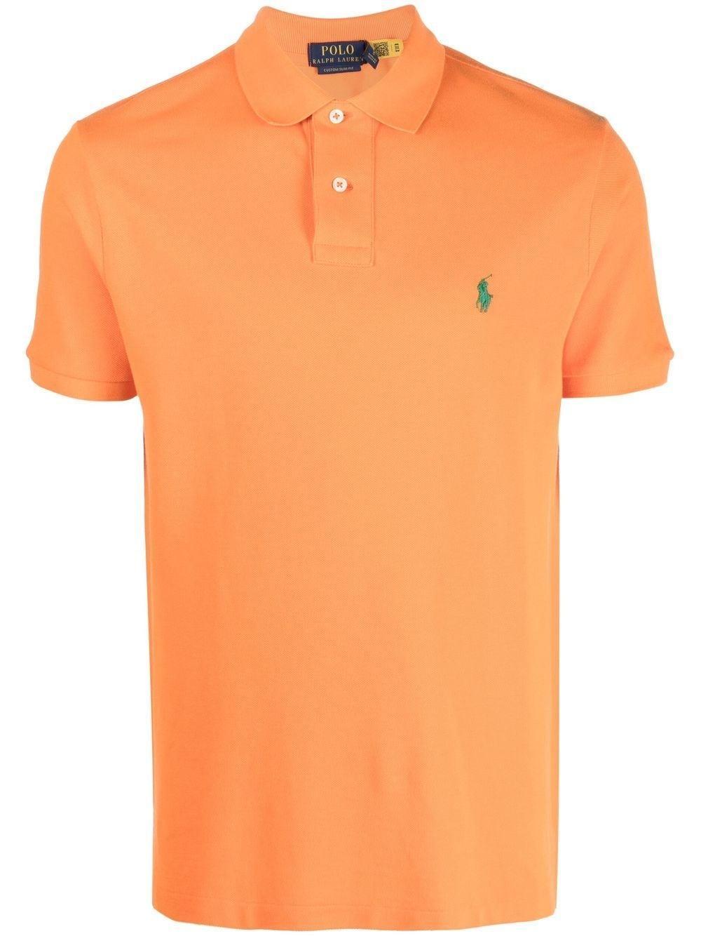 Short-sleeve Polo Shirt In Orange Product Image