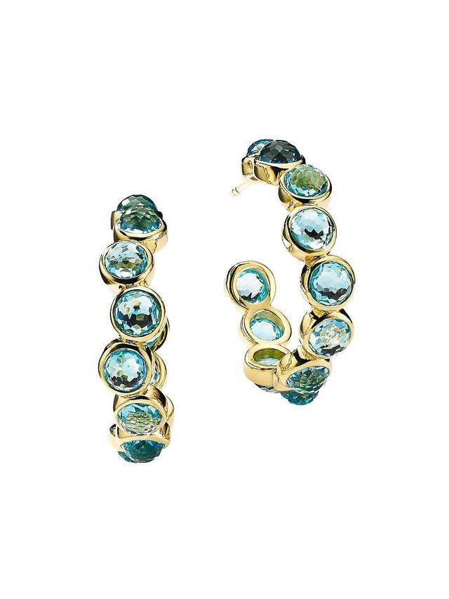 Womens Lollipop 18K Green Gold & Swiss-Blue-Topaz Small Hoop Earrings Product Image