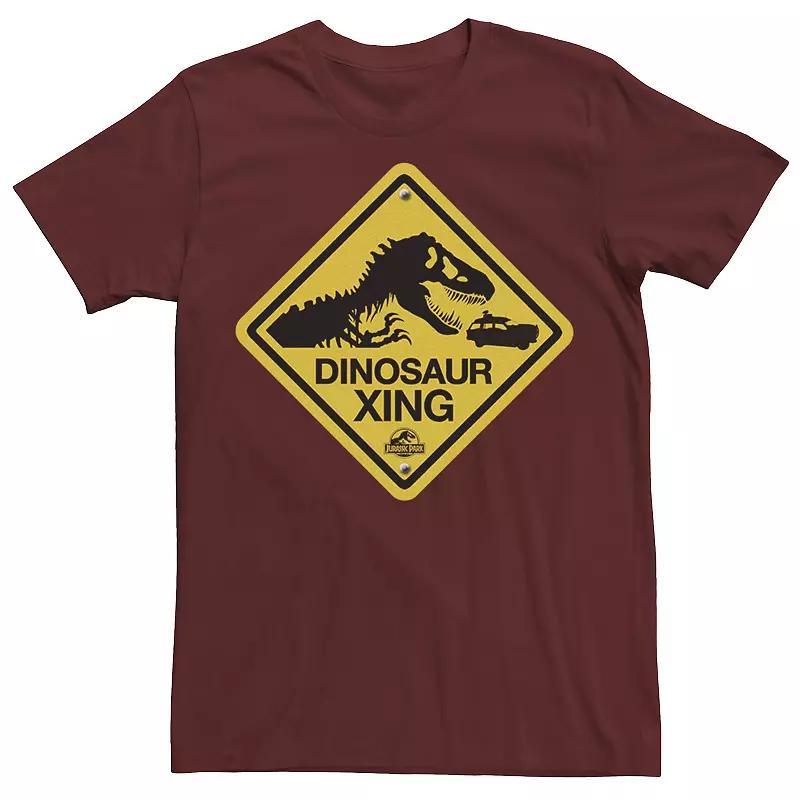 Mens Jurassic Park Dinosaur Crossing Yellow Sign Tee Product Image