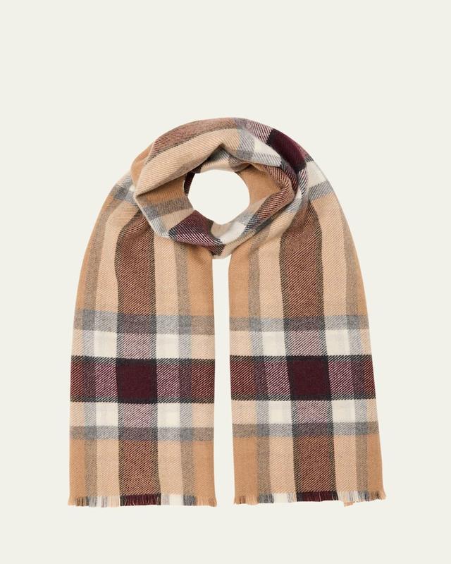 Mens Double-Face Plaid Cashmere Scarf Product Image