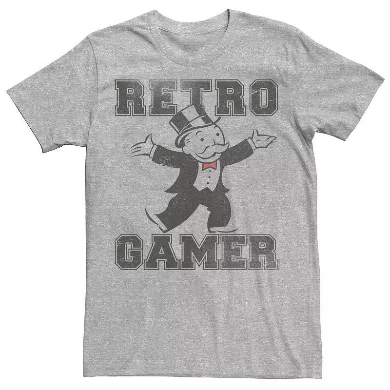 Mens Monopoly Retro Gamer Tee Athletic Grey Product Image