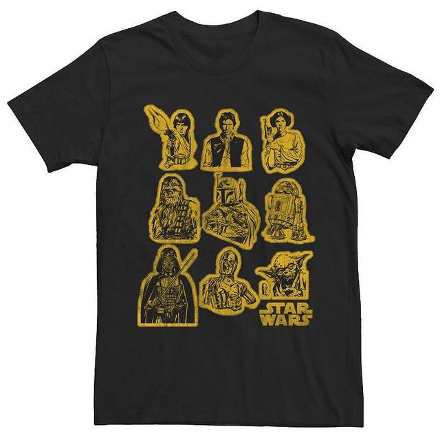 Mens Star Wars Yellow Sticker Characters Tee Product Image