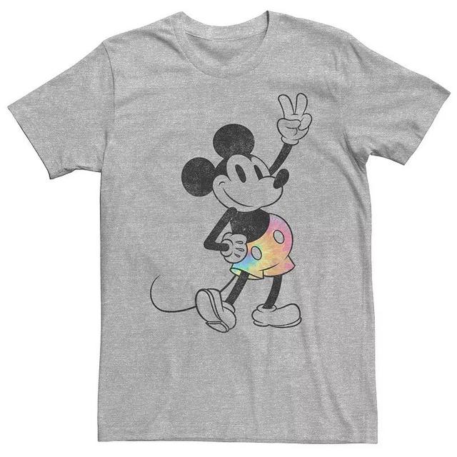 Big & Tall Disney Mickey Mouse Peace Sign Rainbow Short Tee, Mens Product Image