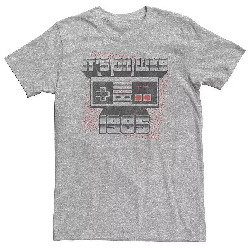 Big & Tall Nintendo NES Controller Its On Like 1985 Tee, Mens Athletic Grey Product Image