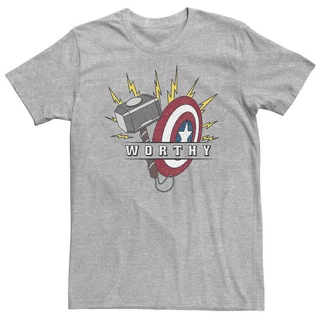 Big & Tall Marvel Avengers Endgame Captain America Hammer Shield Tee, Mens Athletic Grey Product Image