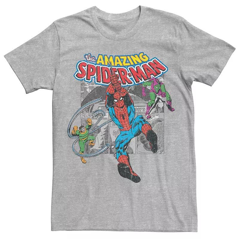 Mens Marvels Spider-Man Vintage Collage Tee Athletic Grey Product Image