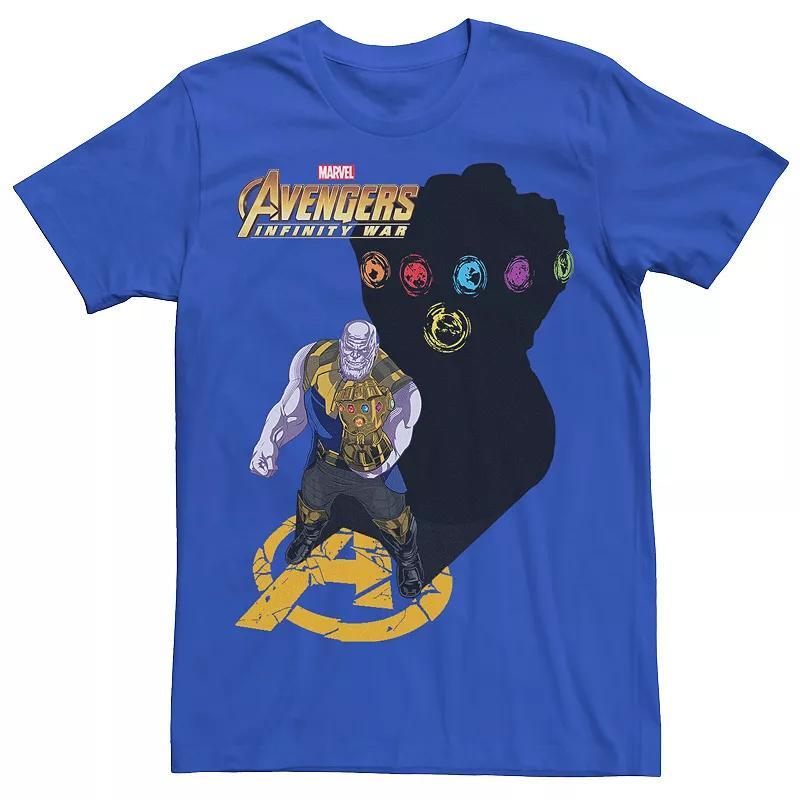 Mens Marvel Infinity War Thanos Gauntlets Shadow Graphic Tee Med Blue Product Image