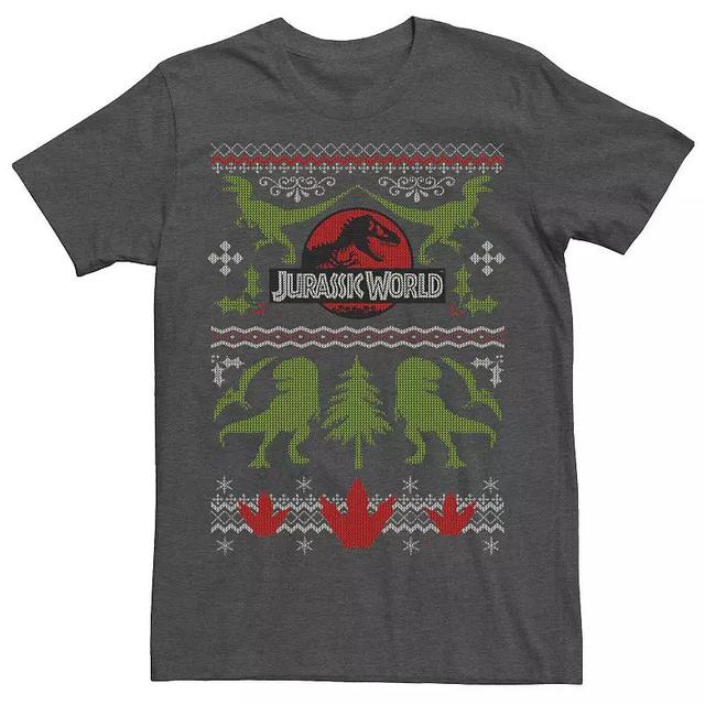 Mens Jurassic World Dinosaur Xmas Ugly Sweater Graphic Tee Product Image