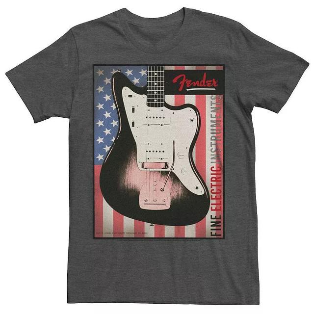 Mens Fender Fine Instruments USA Flag Poster Graphic Tee Grey Heather Product Image