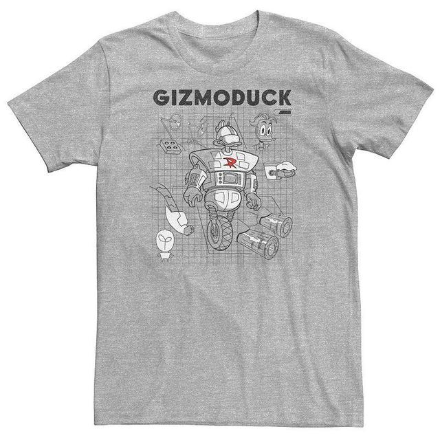 Big & Tall Disney DuckTales Gizmoduck Schematic Tee, Mens Athletic Grey Product Image