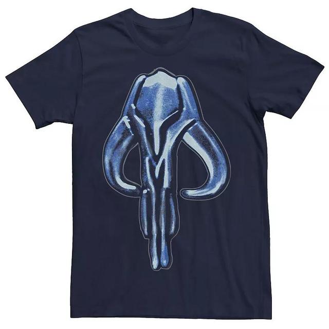 Mens Star Wars The Mandalorian Metallic Skull Symbol Graphic Tee Blue Product Image