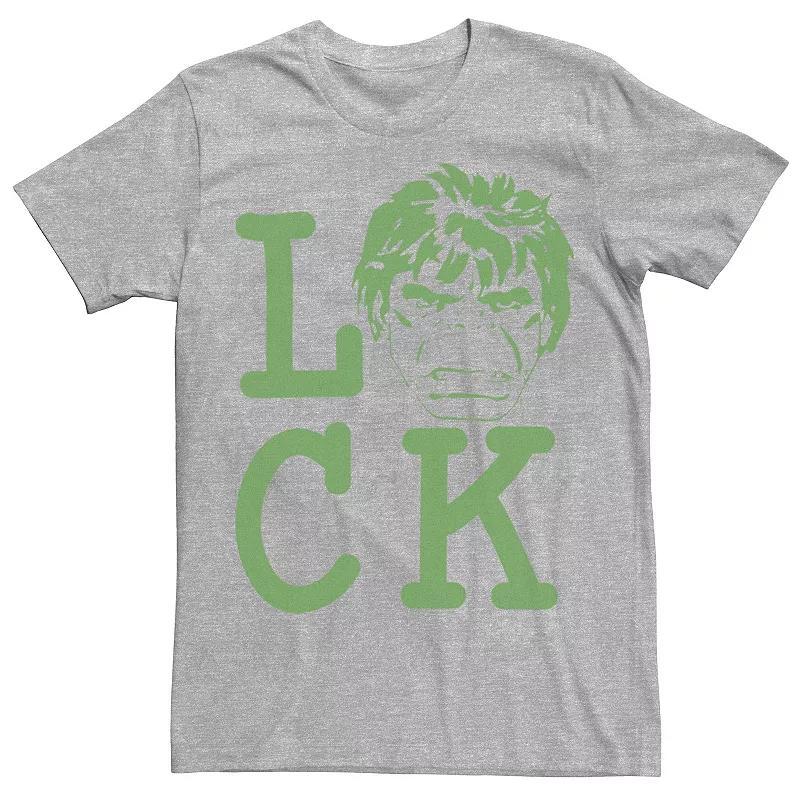 Mens Marvel Hulk Large Luck Text Tee Athletic Grey Product Image