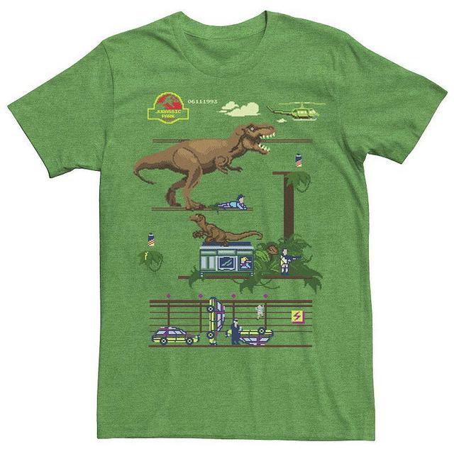 Mens Jurassic Park Digital Video Game Scene Graphic Tee Athletic Grey Product Image