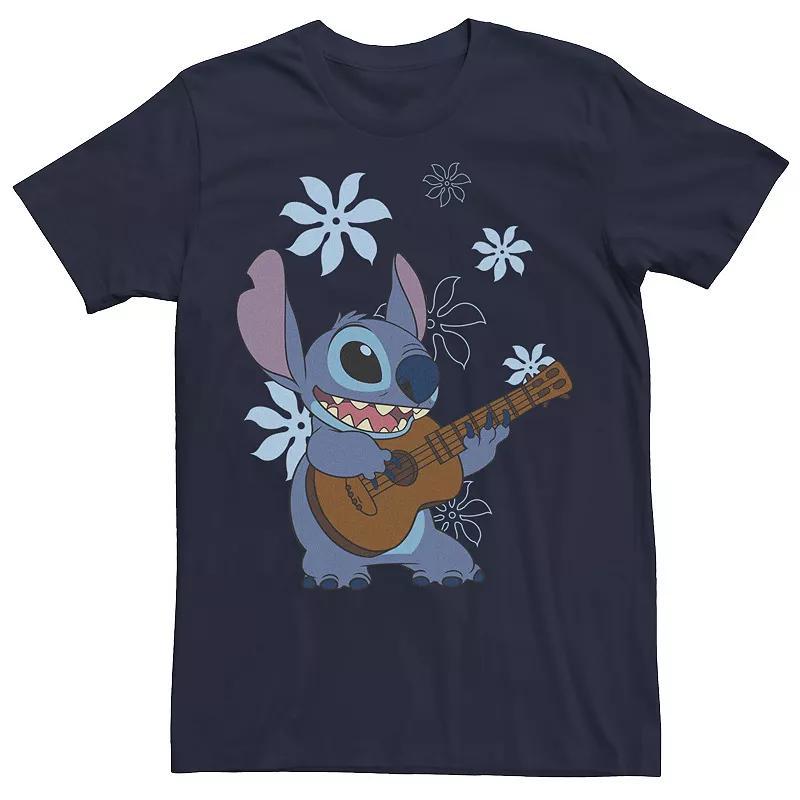 Disneys Lilo & Stitch Stitch Flowers Poster Mens Tee Blue Product Image