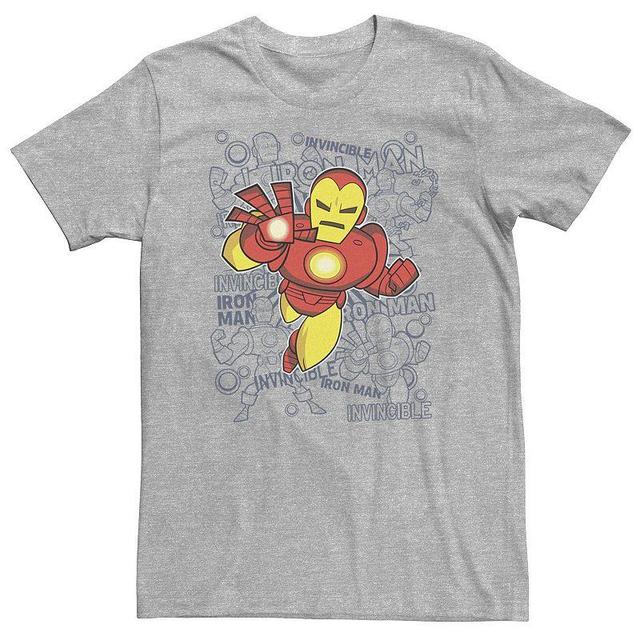 Big & Tall Marvel Iron Man Retro Portrait Sketch Background Tee, Mens Athletic Grey Product Image