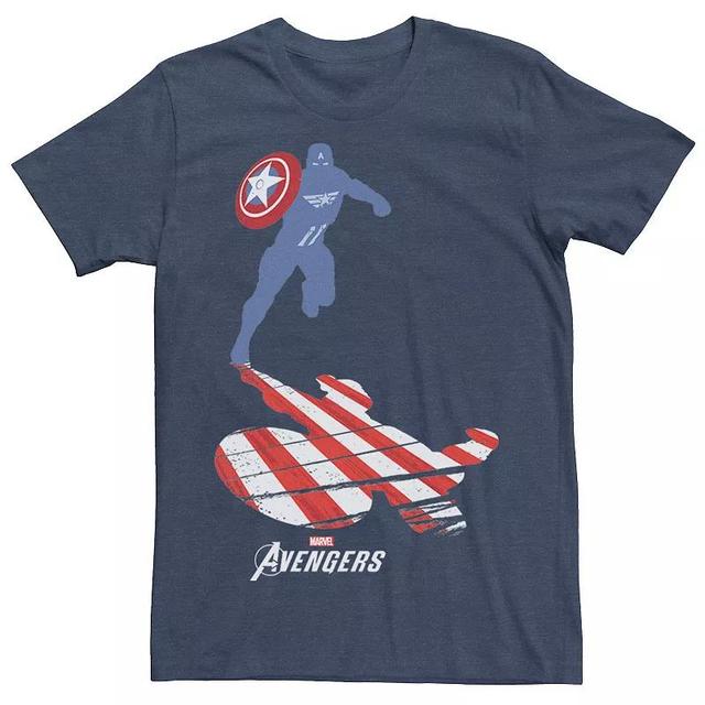 Mens Marvel Avengers Captain America Shadow Flag Tee Navy Grey Product Image