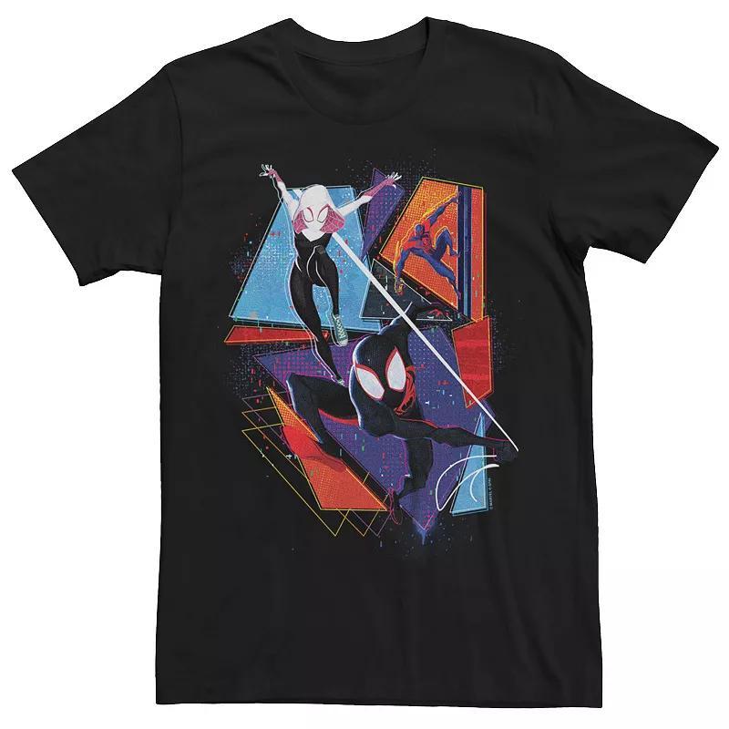 Big & Tall Marvel Spiderman Across The Spider Verse Group Color Block Graphic Tee, Mens Black Product Image