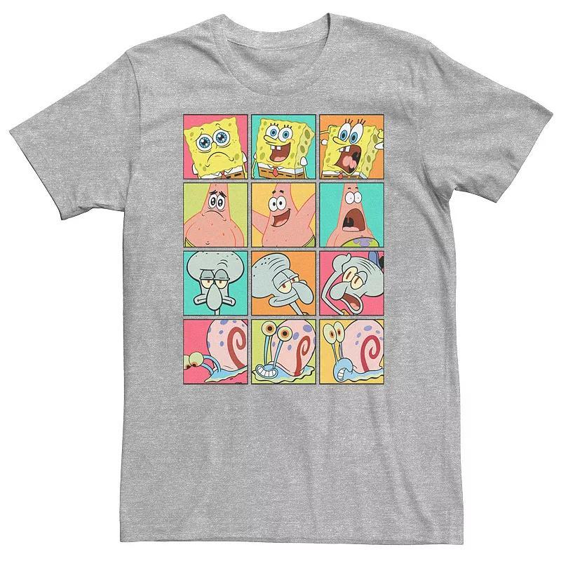 Big & Tall SpongeBob SquarePants Patrick Squidward Gary Expression Boxes Tee, Mens Athletic Grey Product Image