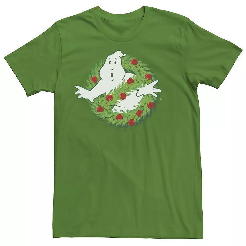 Mens Ghostbusters Christmas Themed Wreath Ghost Logo Tee Product Image