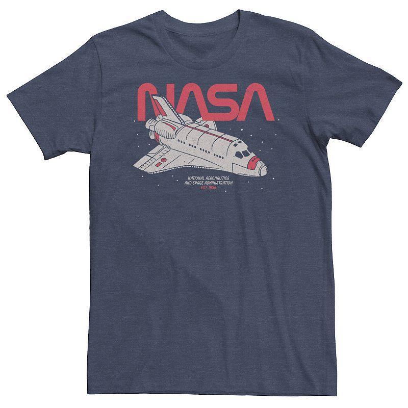 Big & Tall NASA Space Shuttle Portrait Logo Tee, Mens Navy Grey Product Image