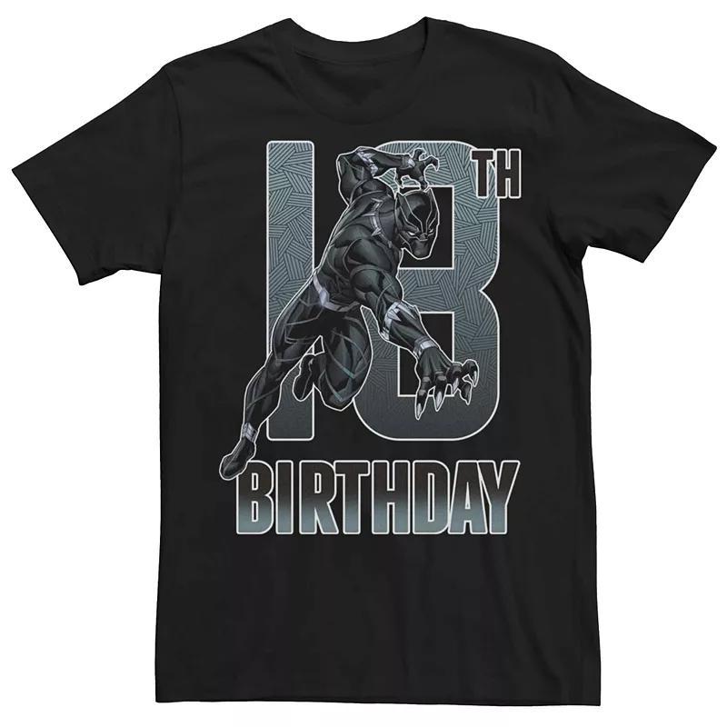 Fifth Sun Mens Marvel Black Panther 18th Birthday Action Pose Short Sleeve T-Shirt Product Image