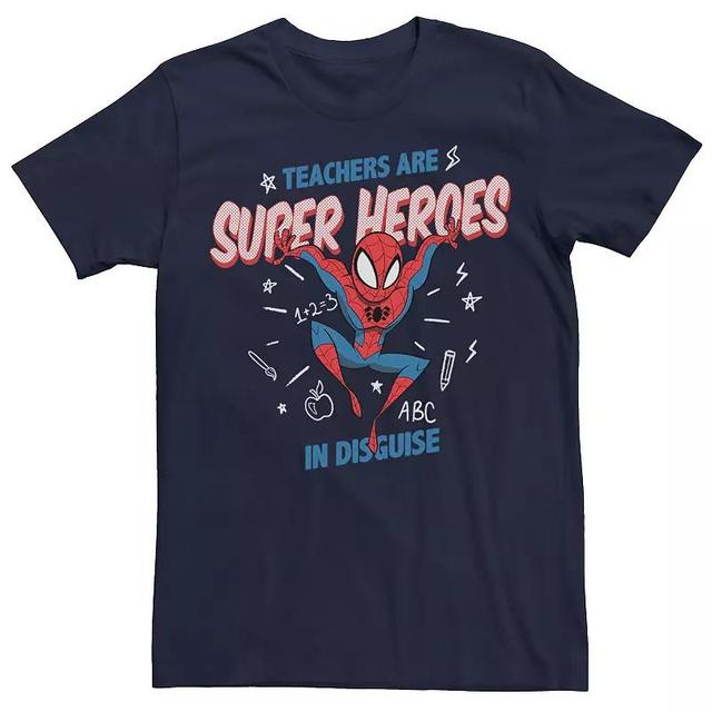 Mens Marvel Spider-Man Teachers Are Super Heroes Tee Blue Product Image