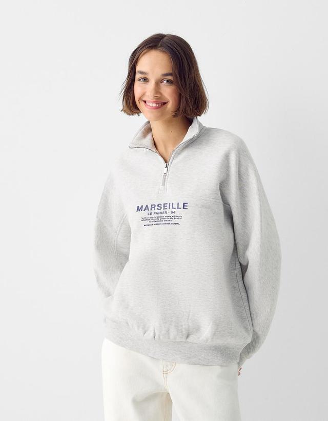 Printed sweatshirt with zipper Product Image