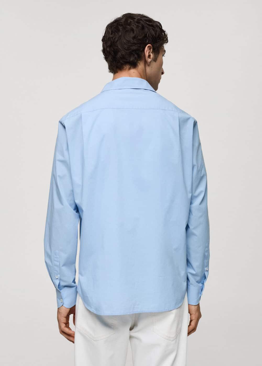 MANGO MAN - Regular fit 100% cotton shirt with pocket sky blueMen Product Image