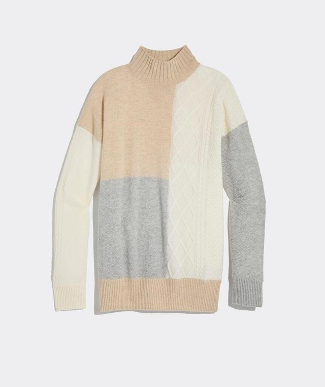 Cashmere Patchwork Mockneck Sweater Product Image