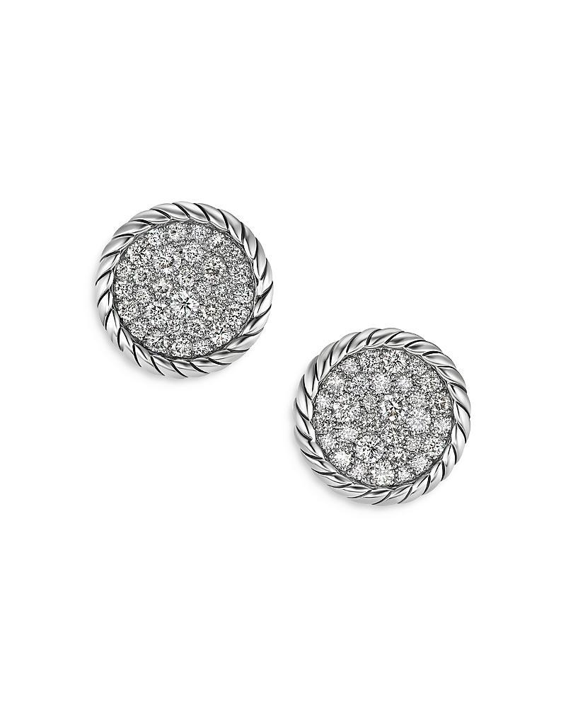 Womens DY Elements Button Stud Earrings With Pav Diamonds Product Image