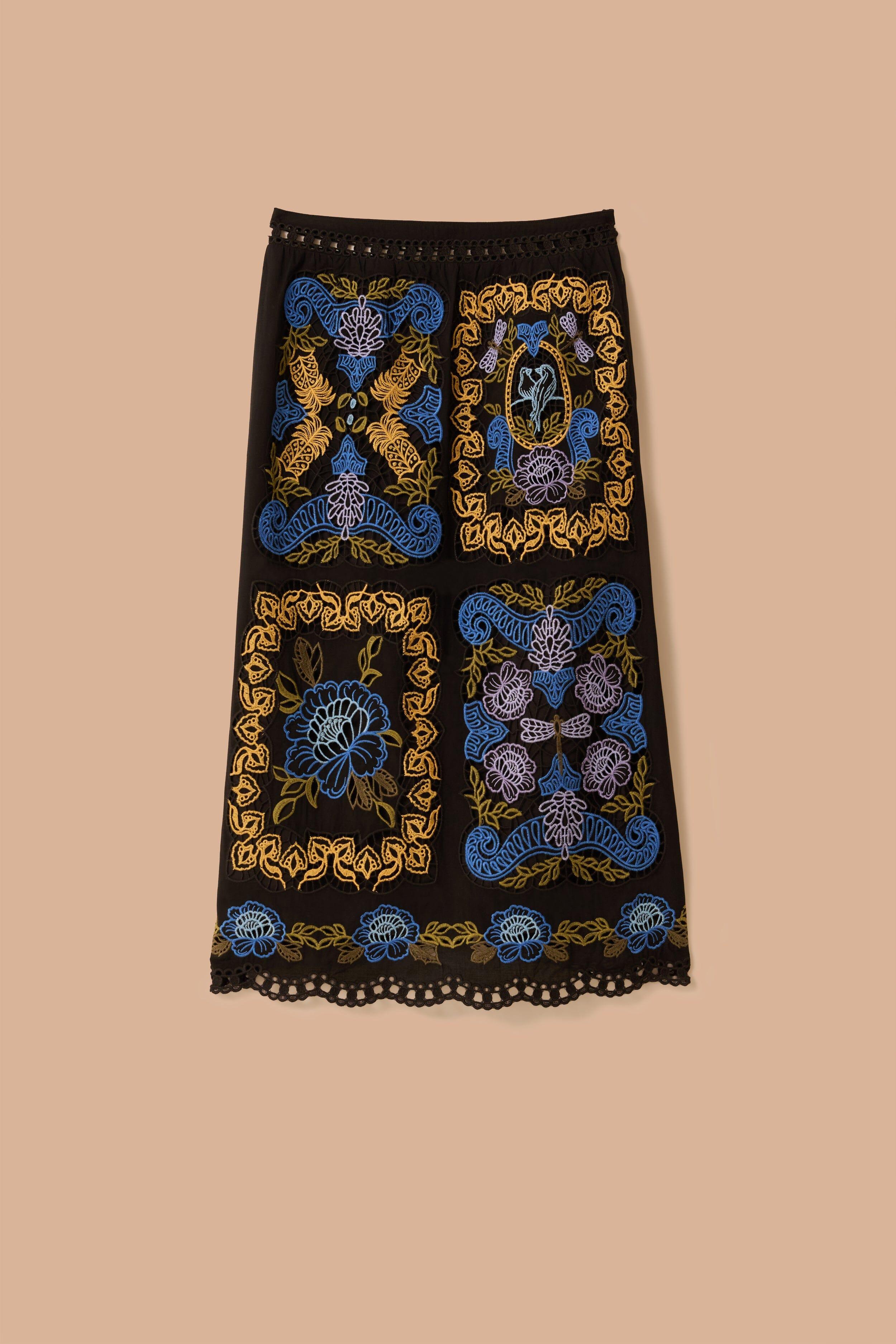 Black Richelieu Midi Skirt Product Image