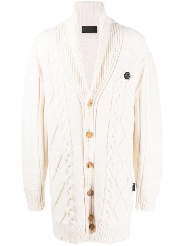 Cardigan Im Distressed-look In White Product Image