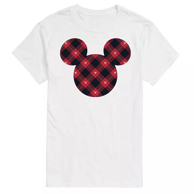 Disneys Big & Tall Mickey Silhouette Plaid Fill Graphic Tee, Mens Blue Product Image