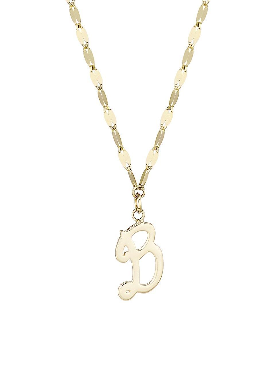 Womens 14K Yellow Gold Cursive Initial Pendant Necklace Product Image