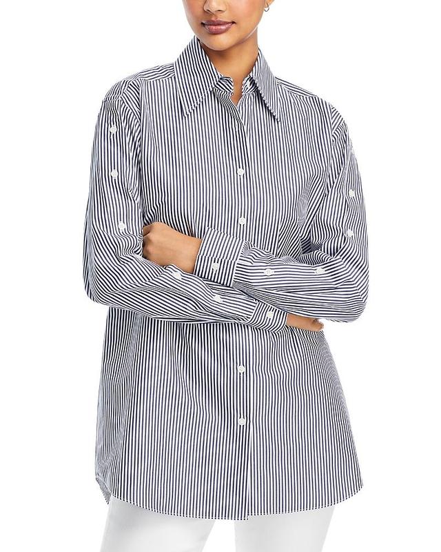 Lafayette 148 New York Button Sleeve Oversized Cotton Shirt Product Image