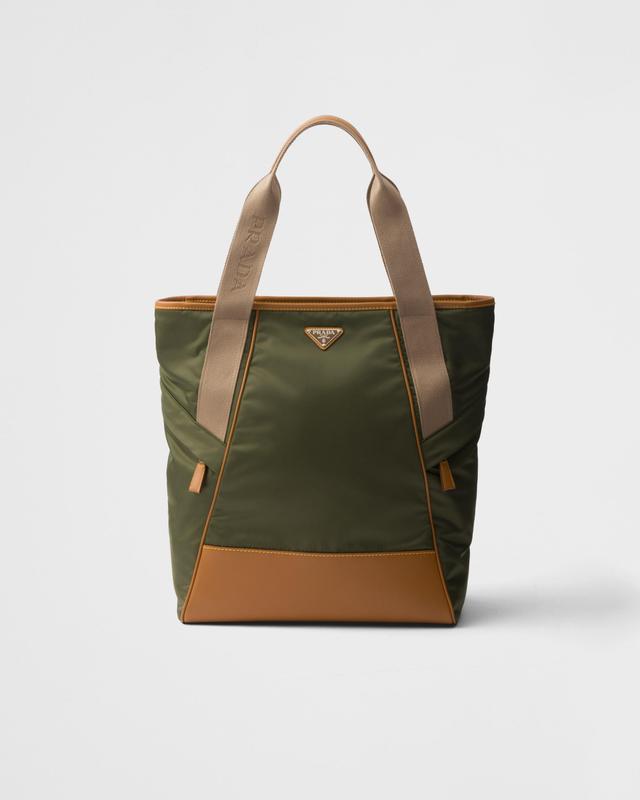 Re-Nylon and leather tote bag Product Image