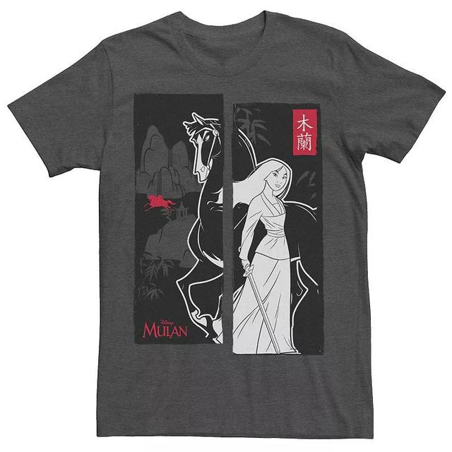 Disneys Mulan Offset Sketch Panel Mens Tee Grey Heather Product Image