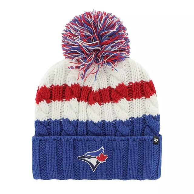 Womens 47 White/Royal Toronto Blue Jays Ashfield Cuffed Knit Hat with Pom Product Image